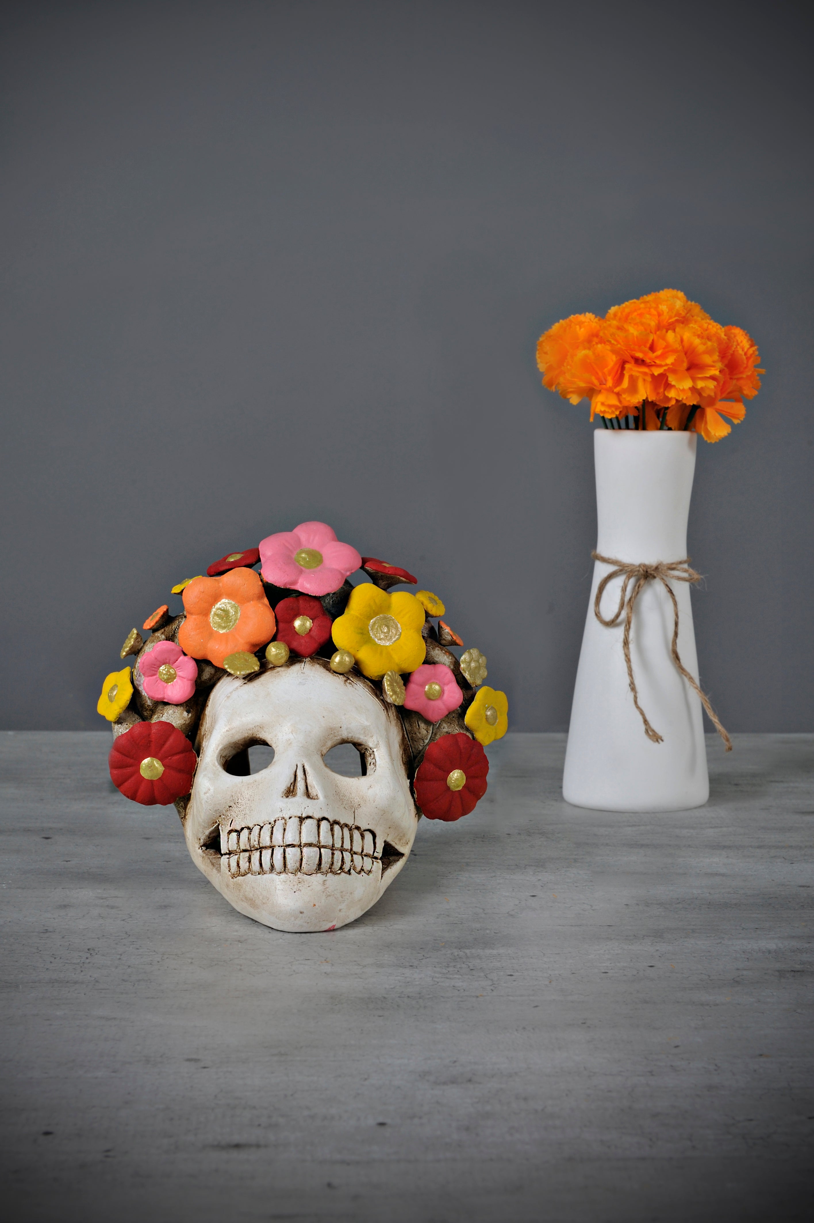 Skull & Flowers Candelabra