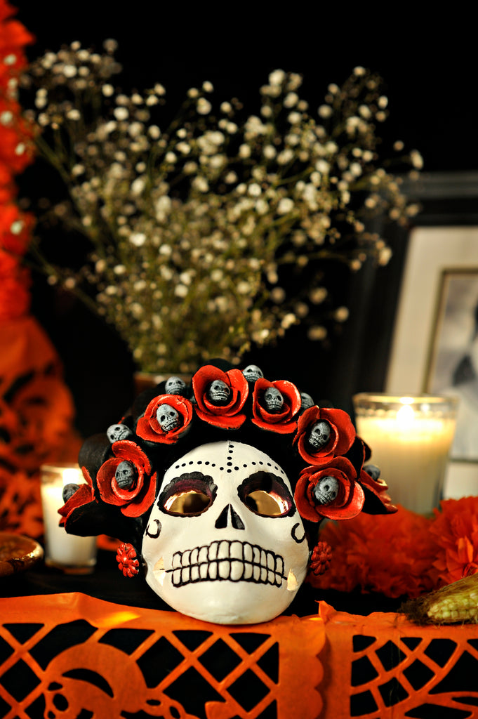 Day of the Dead Skull Candle Holder Cristi The Catrina Shop