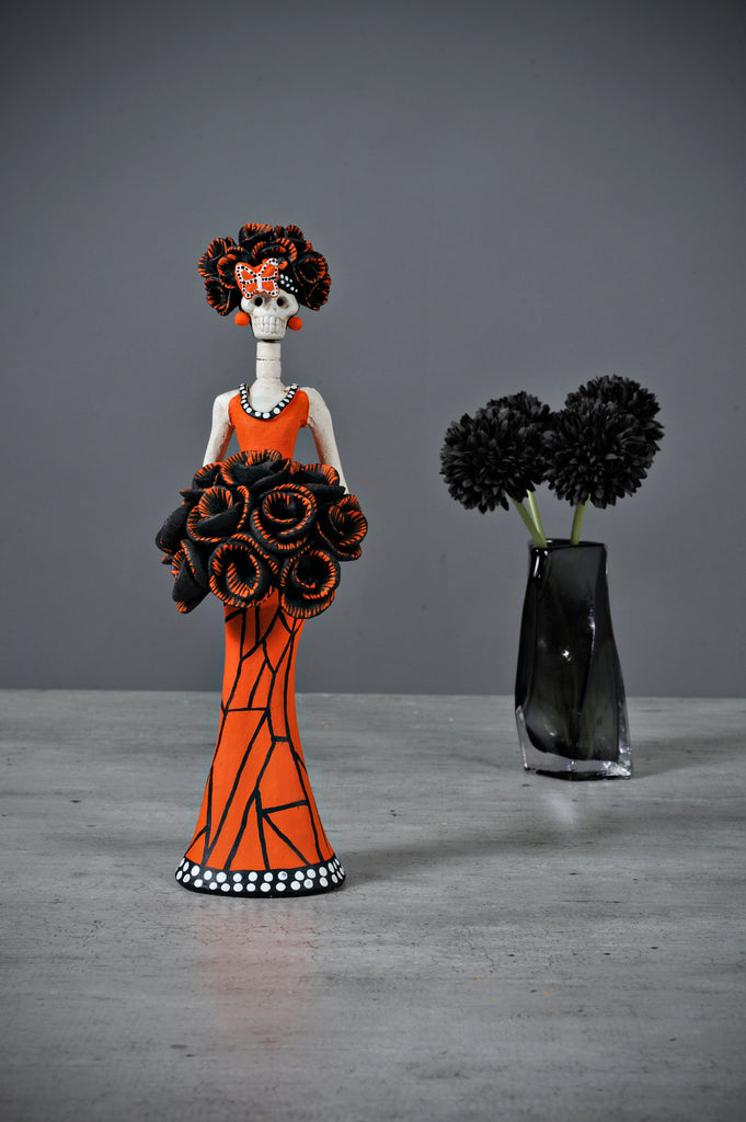 la catrina dress Adult La Catrina Day of the Dead Trumpet Dress Costume, Black/Red, Small